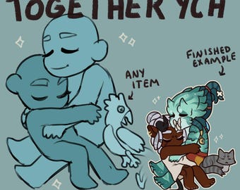Together YCH - Fursona Reptile Art Commission Couples Anthro Dragon Fantasy Amine Vtuber RPG Gaming Chibi