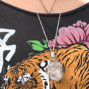 Custom Handmade Silver Crystal Cage Necklace-Silver Crystal Cage Necklace-Tumbled Crystal Cage Necklace-Crystal Gem Holder Necklace-Crystals