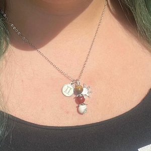 Gemini Zodiac Crystal Necklace-Sun Sign Gemini Necklace-Carnelian-Tiger Eye-Silver Gemini Crystal Necklace-Gemini Pendant-Astrology Birthday