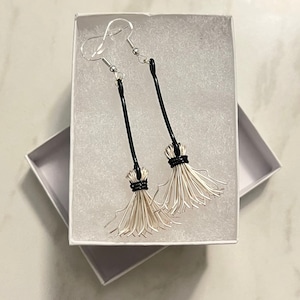 Handmade Broomstick Earrings-Custom Besom Earrings-Broom Earrings-Wire Wrapped Witchy Earrings-Broom Stick Earrings-Witchy Broom Earrings