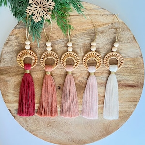 Rattan Ornament | Boho Ornament | Tassel Ornament | Macrame Ornament | Boho Christmas | Stocking Tag | Neutral Ornaments