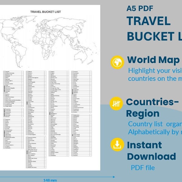 Country Bucket List | 2024 Travel Bucket List | Countries I visited | My Travel Notebook | Travelling Tracker