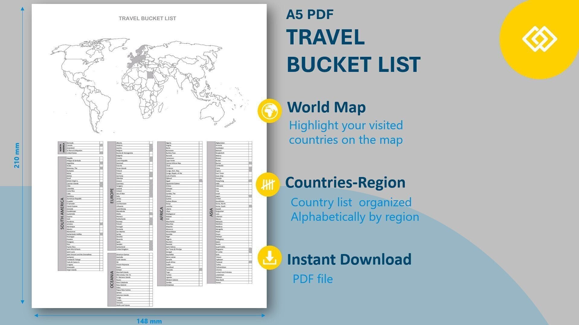 Country Bucket List 2023 Travel Bucket List Countries I Etsy UK