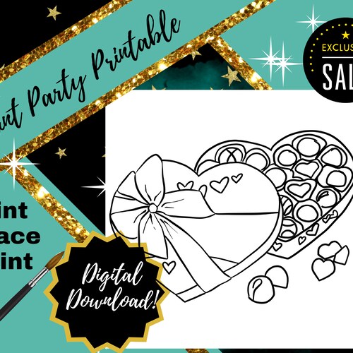 Valentine's Day / Predrawn Canvas / Presketched Canvas / Etsy