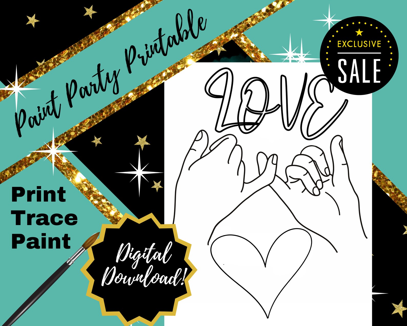 Valentine's Day / Predrawn Canvas / Presketched Canvas / Etsy