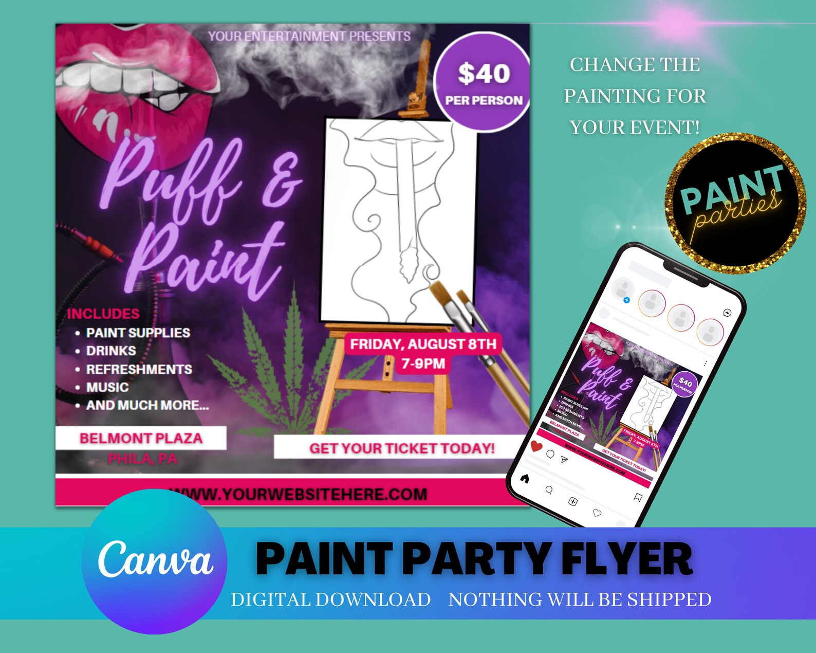 Diy Paint and Sip Flyer Sip and Paint Flyer. Sip and Paint Etsy