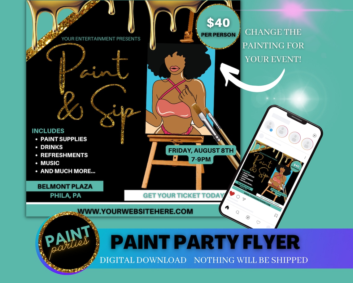 Free paint and sip flyer template instabool Free paint and sip flyer template instabool