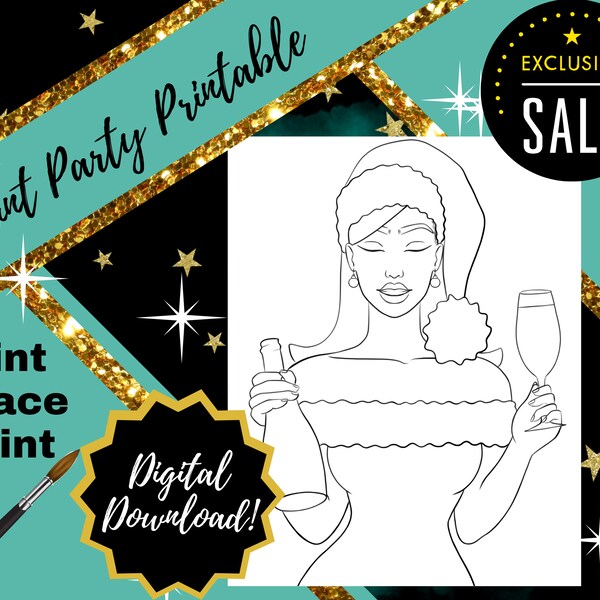 DIY Paint Party/ Pre-drawn /Outline Canvas /Adult Painting / Paint & Sip, DIY Paint Party / Pre-Sketched / Art Party/ Coloring Page/ Stencil