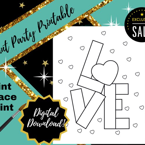 Valentine's Day / Predrawn Canvas / Presketched Canvas / Etsy