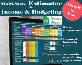 Einkommen & Budgetierung: Multi-State Estimator - Google Sheets Spreadsheet (vergleichen Sie bis zu 5 Staaten für Jobverlagerung oder einfach nur zum Spaß)