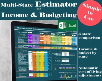 Einkommen & Budgetierung: Multi-State Estimator - Excel Spreadsheet (vergleichen Sie bis zu 5 Staaten für Jobverlagerung oder einfach nur zum Spaß)