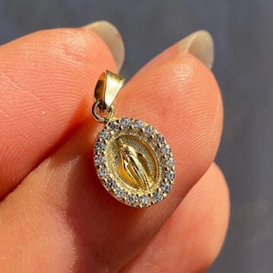 O Mary Pray For Us 14K Solid Gold / Virgin Mary Necklace / Best Gift for Birthday / Virgen de Guadalupe Necklace / Miraculous Medal Pendant