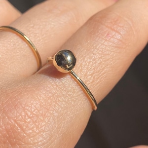 14k Solid Real Gold 5mm Bead Ball Ring