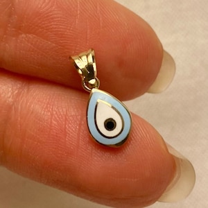 Double Sided Evil Eye Pendant, Necklace, Charm 14K Solid Gold