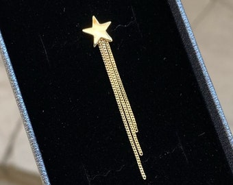 14K Solid Gold Star Stud Earrings Dainty Celestial Jewelry - Birthday Gift