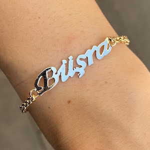 Personalized Name Bracelet 14K Solid Gold / Custom 14K Gold Name Bracelet / Minimalist Name Bracelet / Name Jewelry / Gift For Her