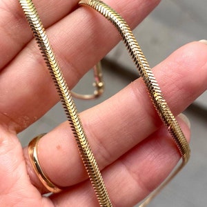 14K Solid Gold 4mm Snake Chain Necklace / Herringbone Gold Chain Necklace / Gold Chocker Necklace / Mothers Day Gift / Valentines Day