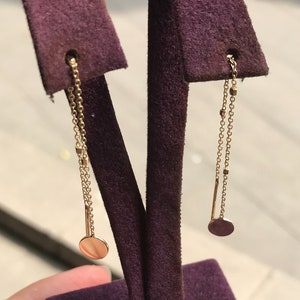Chain Earrings 14K Real Gold - Dangle Earrings - Birthday Gift - Chain Earrings, Dangle Earrings, Personalized, Gift For Her Design by Likya