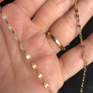 14K Gold Sparkle Chain Necklace: Diamond Cut Glitter Chain