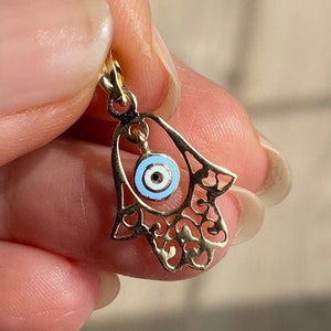 Hamsa Pendant 14K Solid Gold Necklace