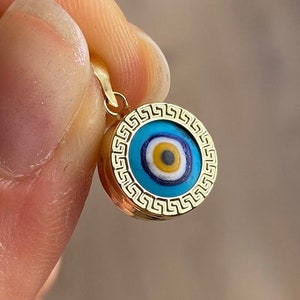Evil Eye Pendant 14K Solid Gold / Evil Eye Charm / Present Evil Eye / Evil Eye Gold Necklace / Birthday Gift / Gift for Her