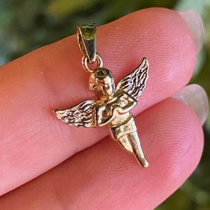 Angel Necklace 14K Solid Gold / 14k Gold Angel Pendant/ Gold Cherub Necklace / Gift for Her / Minimal Everyday Jewelry / Religious Jewelry