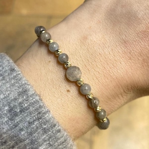 Labradorite Gemstone Healing Bracelet 14K Solid Gold / 4mm Labradorite 3mm 14K Beaded Bracelet / Gift for Her / Negative Energy Clearing