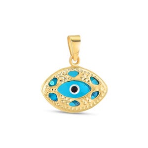 Evil Eye Pendant 14K Solid Gold / Evil Eye Necklace / 14K Solid Gold Evil Eye Charm / Protection Jewelry / Gift For Her / Birthday Gift