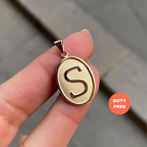 Handmade Initial Pendant 2cm Lenght Personalized Necklace 14K Solid Gold