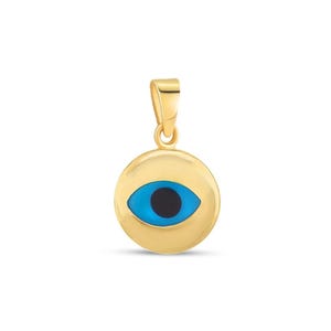 Evil Eye Pendant 14K Solid Gold / Blue Eye Necklace / 14K Real Gold Kabbalah Necklace / Gift for Her / Evil Eye Charm / Valentine Day Gift
