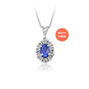 Diamond Gemstone Blue Sapphire Necklace / 0.74ct Diamond and Sapphire 8K Solid Gold / Luxury Sapphire Necklace / Diamond Sapphire Pendant