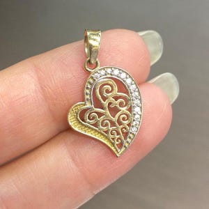 Delicata collana con ciondolo a forma di cuore in oro massiccio 14K: gioielli in filigrana fatti a mano