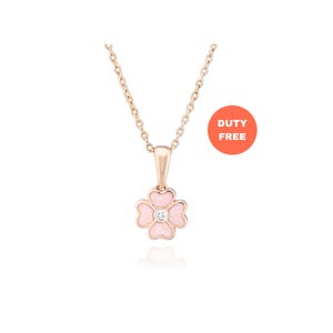 Clover Necklace 14K Solid Gold 0.02ct Diamond Gemstone / Clover Necklace / Daily Diamond Jewelry / Clover Pendant / Gift For Her