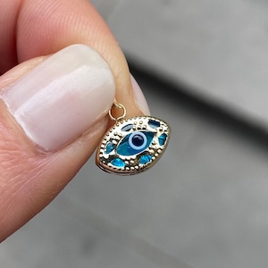 Greek Evil Eye Pendant 14K Real Gold / Birthday Valentine Day Gift / Gold Jewellery Pendant Present Evil Eye / Solid Gold Pendant by Likya