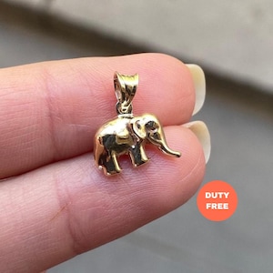 Elephant Necklace Puffy Double Sided: 14K Solid Gold