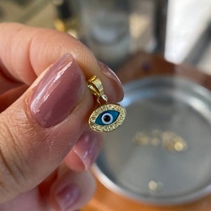 Evil Eye Pendant 14K Solid Gold Gift for Her / Nazar Hamsa Gift for Her / Present Evil Eye / Birthday Gift Evil Eye Gold Pendant