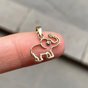 14K Solid Gold Baby Elephant Pendant Necklace: Good Luck Charm
