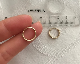 Circle Earring - Hoop Earrings 14K Real Gold for Unisex - Solid Gold 10mm Circle Earring - Classic Gold Hoop Earring - Classic Earring Gift