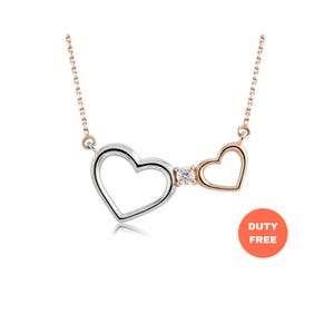 Diamond Heart Necklace 14K Solid Gold / Heart Necklace / Diamond Daily Jewelry / Dainty Heart Necklace