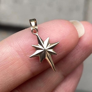 14K Solid Gold North Star Pendant - Fine Jewelry - Birthday Gift