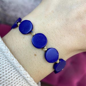 Lapis Lazuli Gemstone Healing Bracelet 14K Solid Gold / 10mm Lapis Lazuli 3mm 14K Beaded Bracelet / Baikal Lake Lapis Lazuli Gemstone