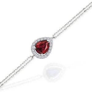 Diamond Ruby Bracelet / 8K Solid Gold 0.65ct Diamond Bracelet / Gift For Her / Ruby Gemstone Bracelet / Fine Jewelry by Likya