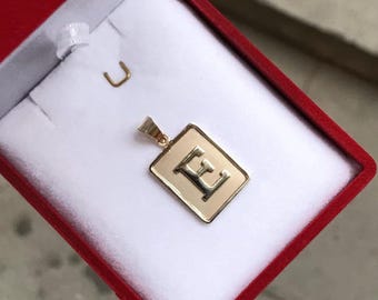 14K Solid Gold Initial Pendant Necklace Personalized Letter Charm - Birthday Gift