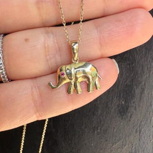 Elephant Necklace 14K Solid Gold / Elephant Pendant/ Elephant Jewelry / Elephant Charm / Good Luck Elephant