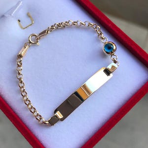 Pulsera de identificación para bebé en oro macizo de 14 quilates con nombre personalizado, regalo para recién nacidos - Regalo de cumpleaños