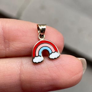 Rainbow Pendant 14k Solid Gold / Rainbow Necklace / Gift for Kids / Kids Jewelry / Enamel Rainbow Charm / Daily Jewelry