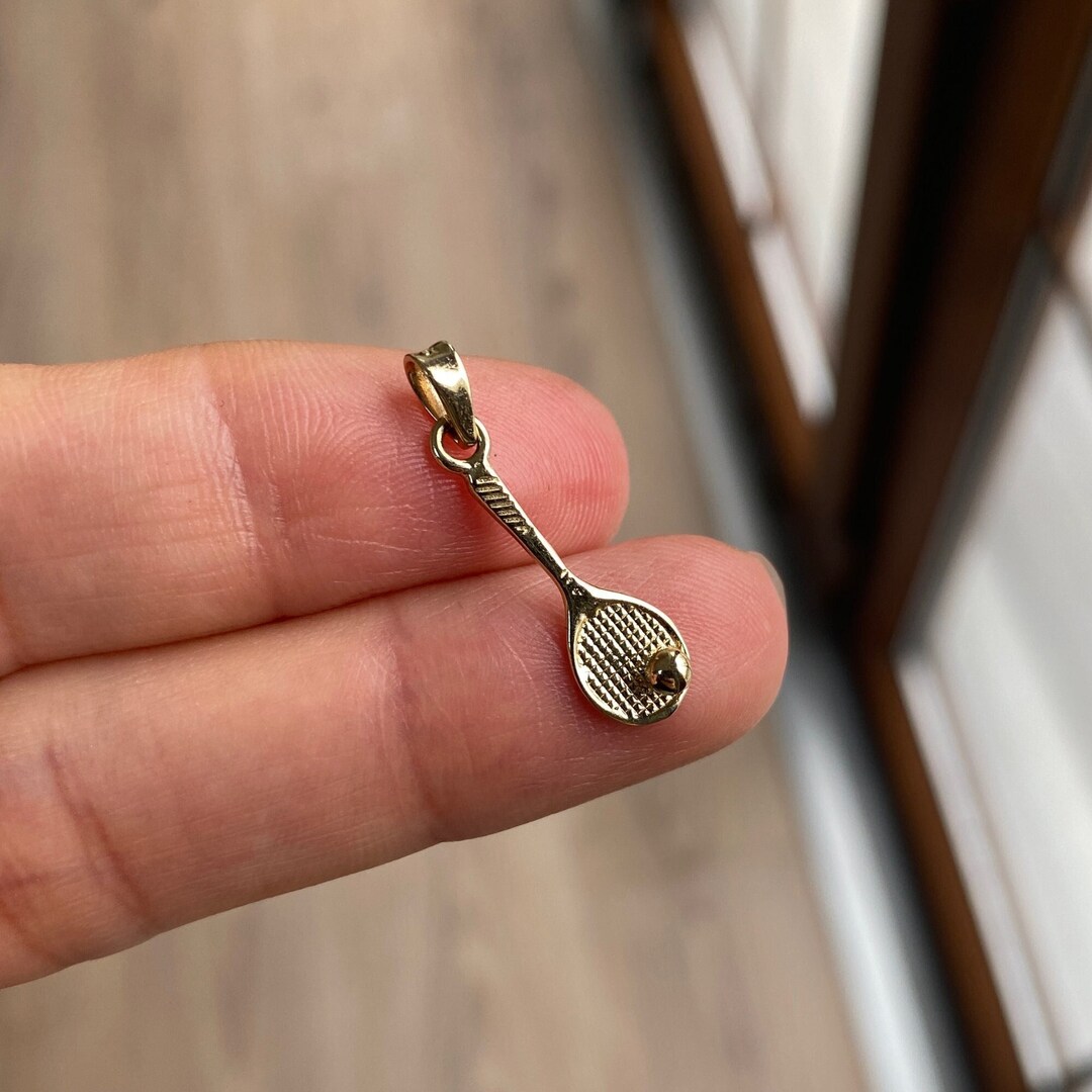14K Solid Gold Tennis Racket Pendant Sports Jewelry - Birthday Gift - Etsy