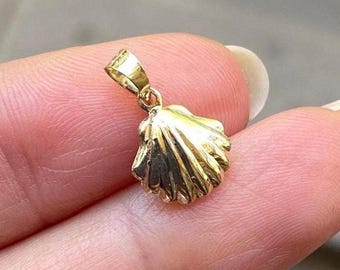 14K Solid Gold Sea Shell Anhänger Marine Schmuck - Geburtstagsgeschenk