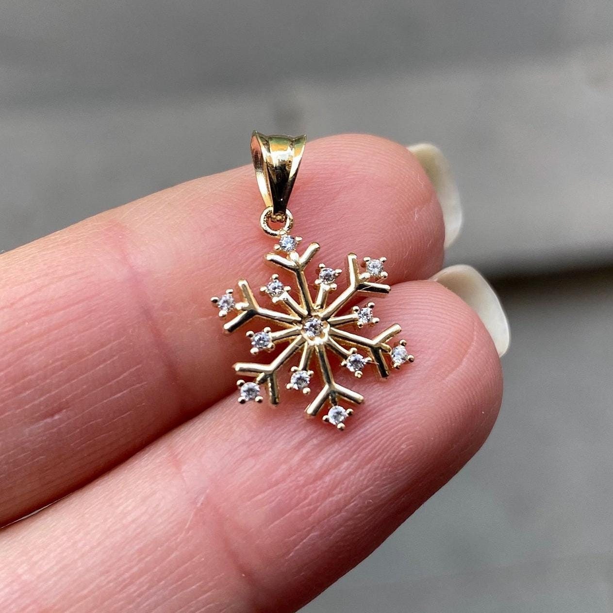 Luna Snowflake Necklace - gold / F（14K Gold Snowflake