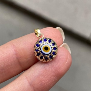 Greek Evil Eye Pendant 14K Solid Gold / Gift for Her / Protection Necklace / Evil Eye Necklace / Birthday Gift / Unique Jewelry by Likya
